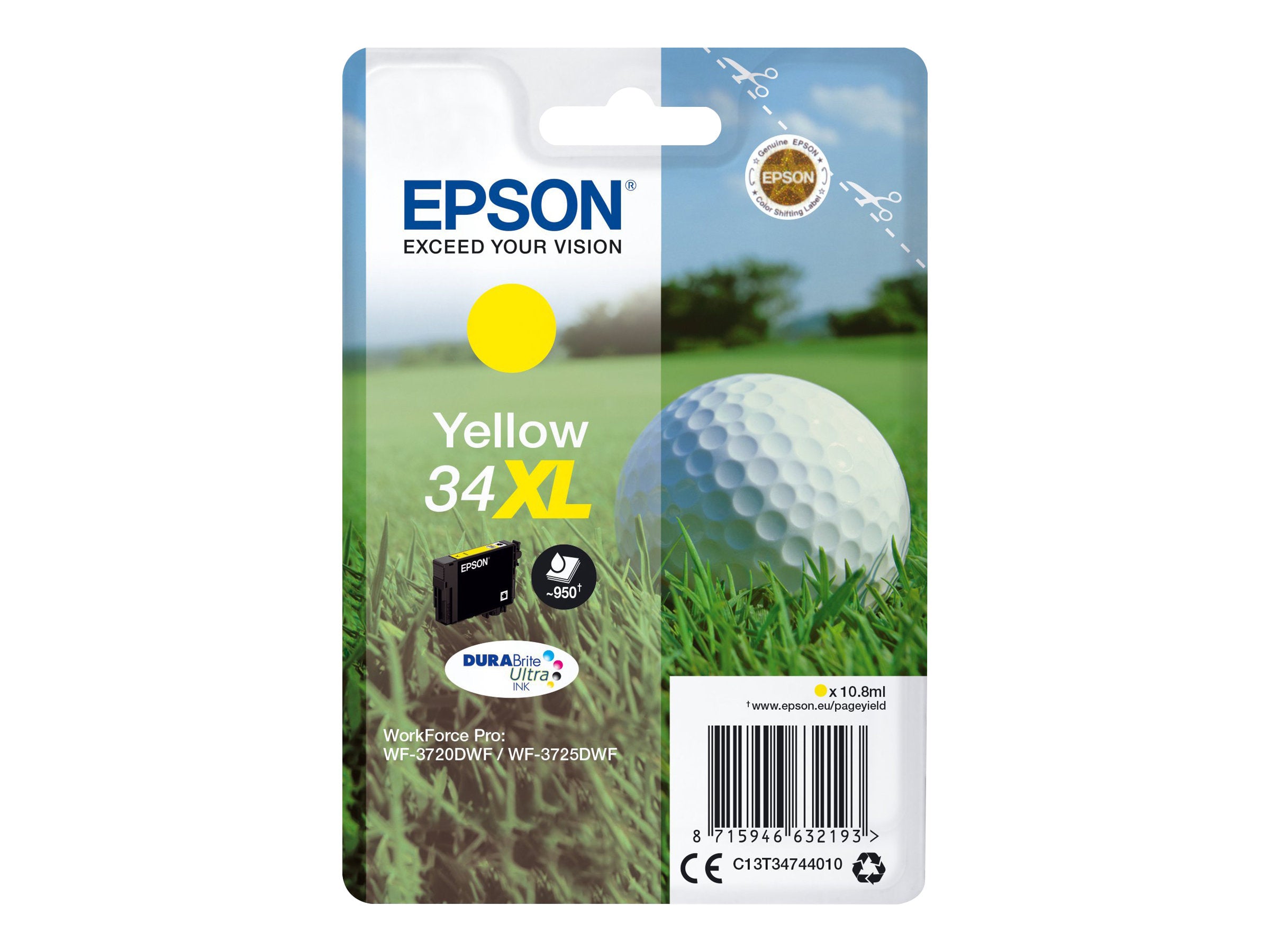 EPSON 2LB Singlepack 34XL Yellow DURABrite Ink Ultra XL Verpackung