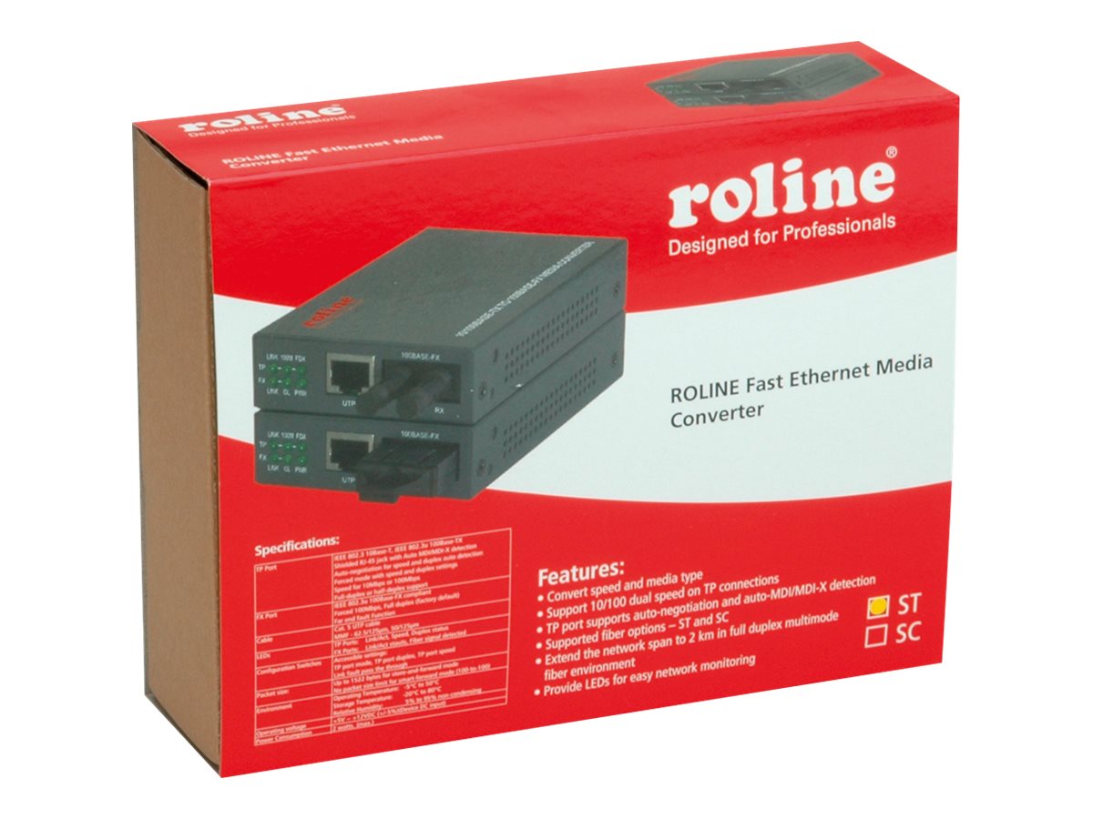 ROLINE Fast Ethernet Konverter RJ-45 - ST Loop-back Vorderansicht