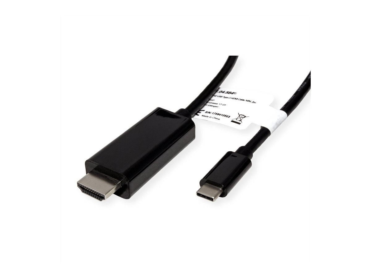 ROLINE USB Typ C - HDMI Adapterkabel ST/ST 2m Vorderansicht