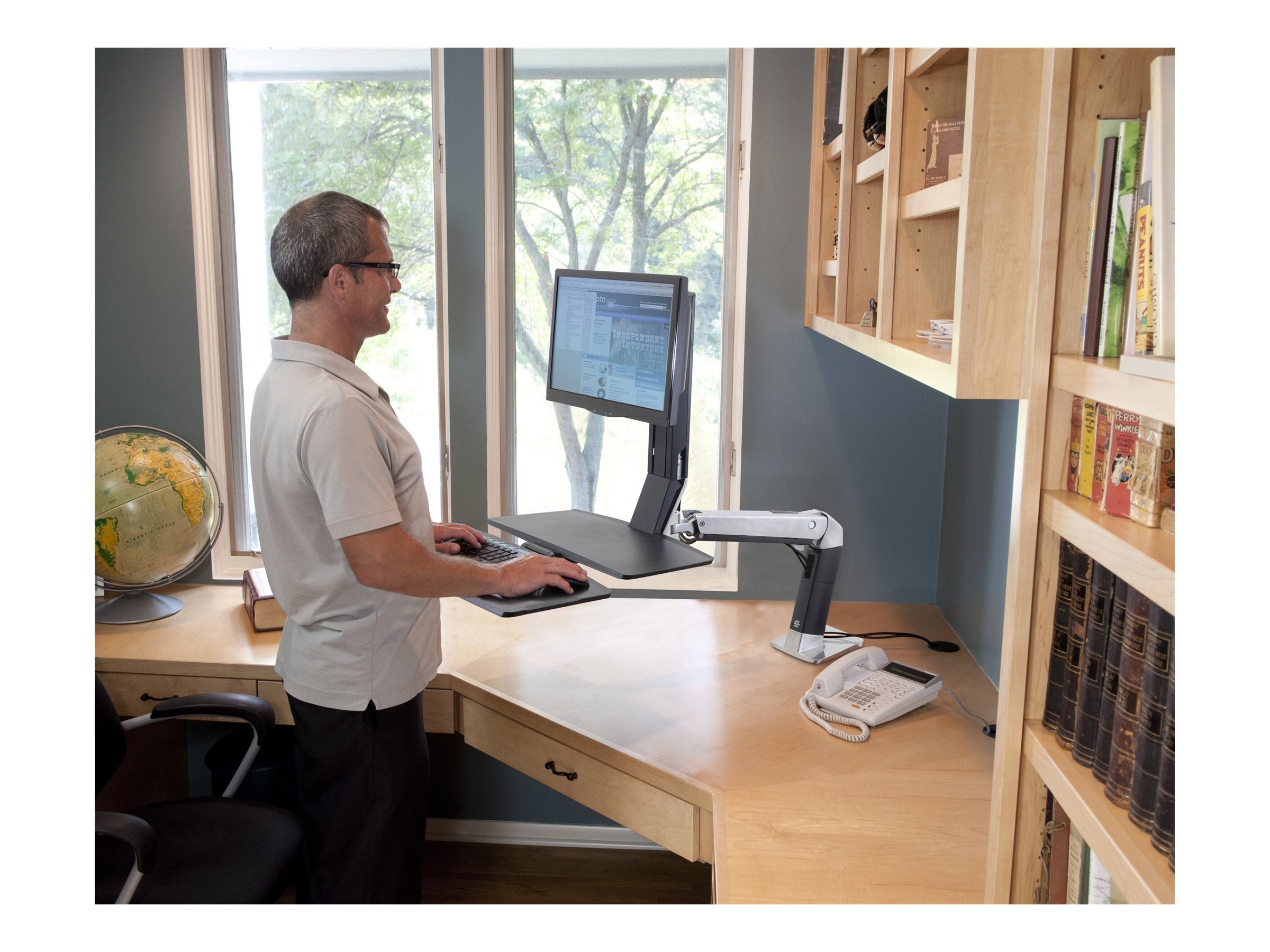 Detailaufnahme der Lifttechnologie des ERGOTRON WorkFit-A