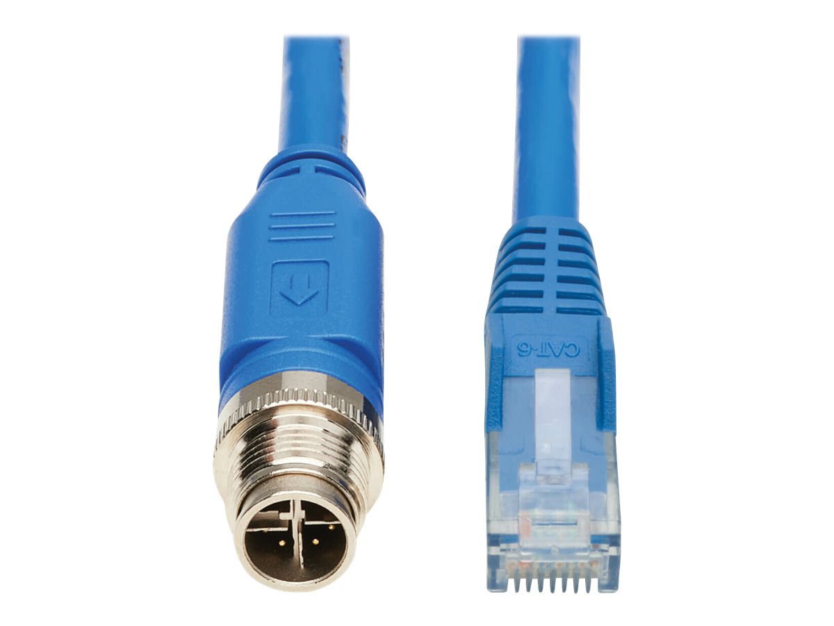 EATON TRIPPLITE M12 X-Code Cat6 1G UTP CMR-LP Ethernet Cable M12m/RJ45m IP68 PoE Blue 1m 3