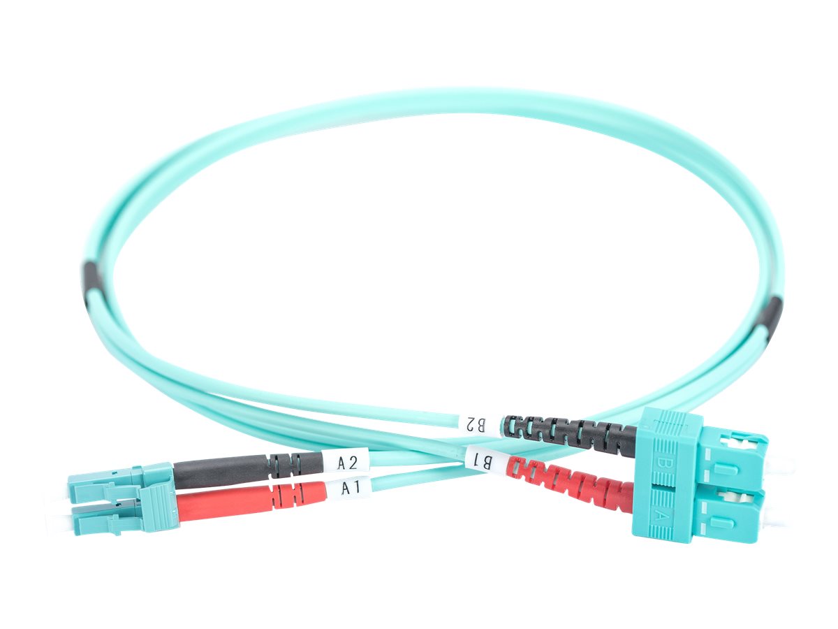 DIGITUS LWL Patchkabel LC/SC 50/125 3m Multimode Duplex Halogenfrei mit Messprotokoll tuerkis OM3