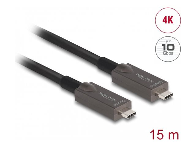 DELOCK Aktives Optisches USB-C Video + Daten + PD Kabel 15m - Vorderansicht