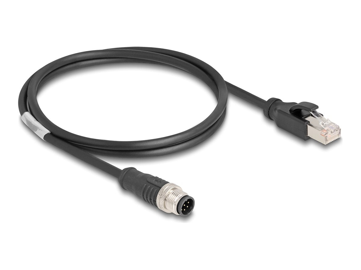 DELOCK M12 Kabel A-kodiert 8 Pin Stecker zu RJ45 Stecker PVC 1m - Vorderansicht