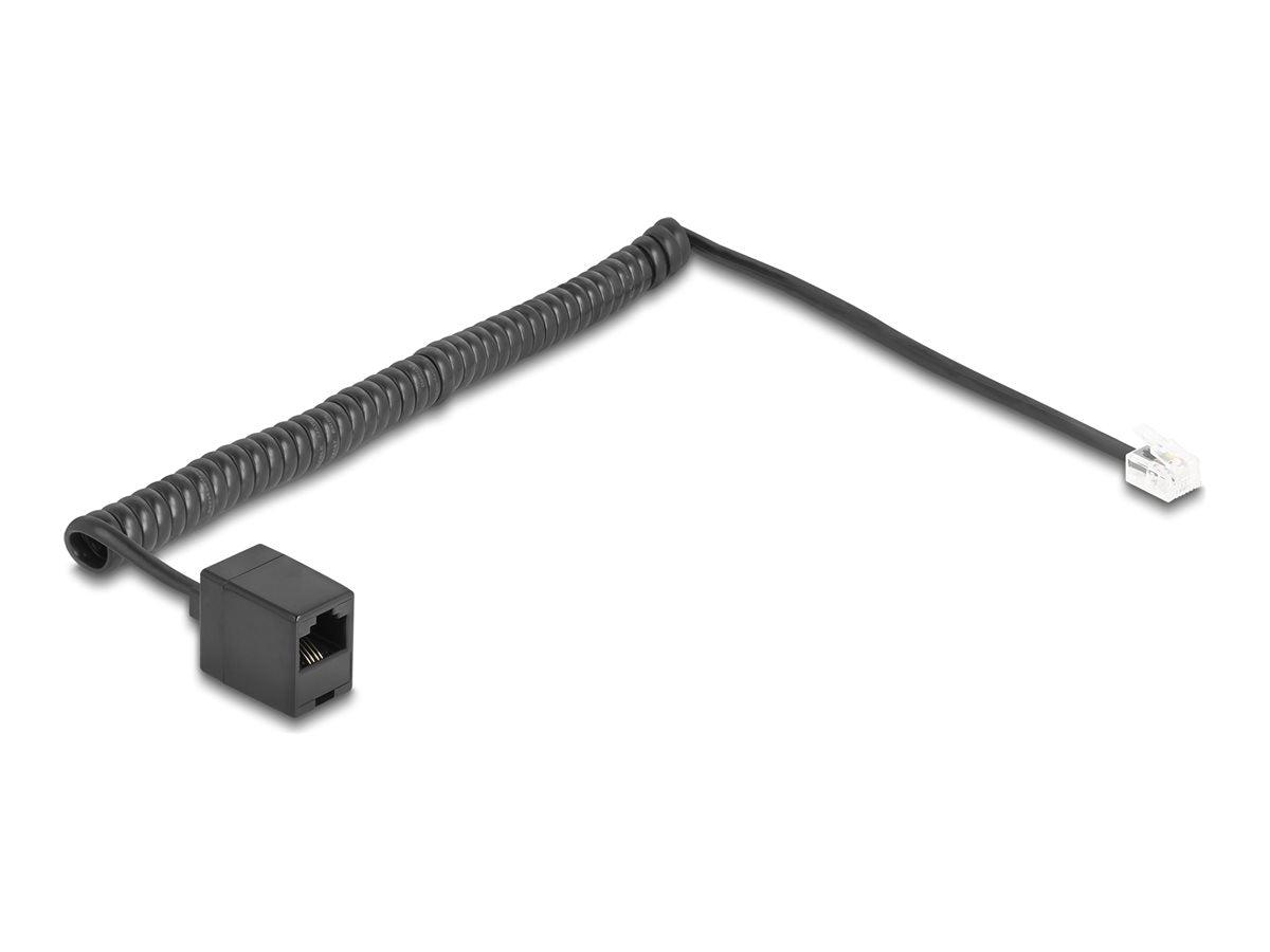 DELOCK Telefonkabel / Spiralkabel RJ11 Stecker zu RJ45 Buchse schwarz 2m