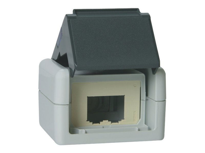 METZ CONNECT Modul IP44 AP-Gehäuse grau unbestuckt für 2module - Vorderansicht