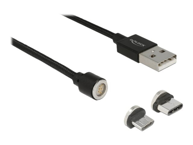 DELOCK Magnetisches USB Daten- und Ladekabelset für Micro USB / USB Type-C Vorderansicht