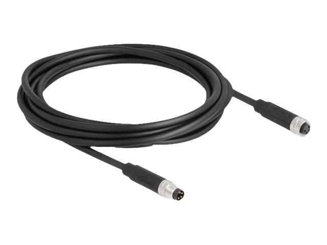 DELOCK M8 4 Pin Kabel A-kodiert Stecker zu Buchse PUR TPU 3m - Vorderansicht