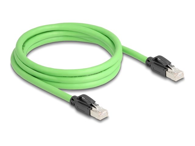 DELOCK RJ45 Netzwerkkabel Cat.6A Stecker zu Stecker SF/UTP schleppkettentauglich PUR TPU 2m grun