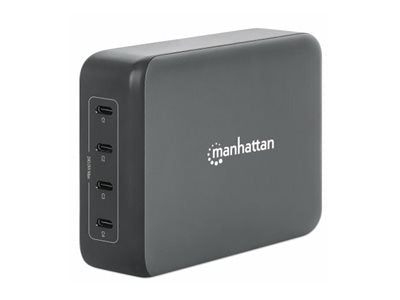 Vorderansicht der MANHATTAN 4-Port GaN USB Power Delivery-Ladestation PD 3.1