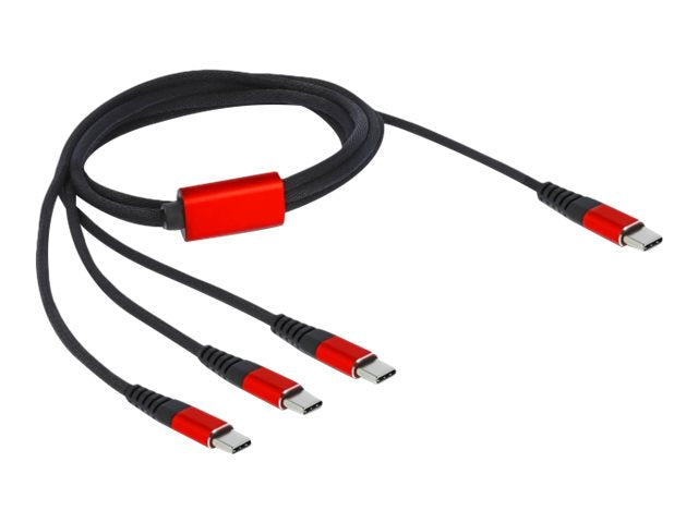 DELOCK USB Ladekabel 3in1 USB Type-C zu 3x USB Type-C 1m - Vorderansicht