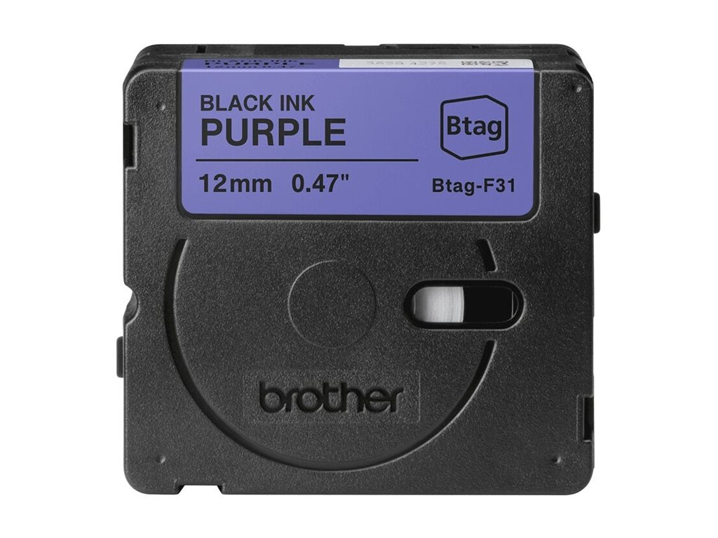 BROTHER 12MM Black on Purple BTAGF31 Ribbon - Verpackung