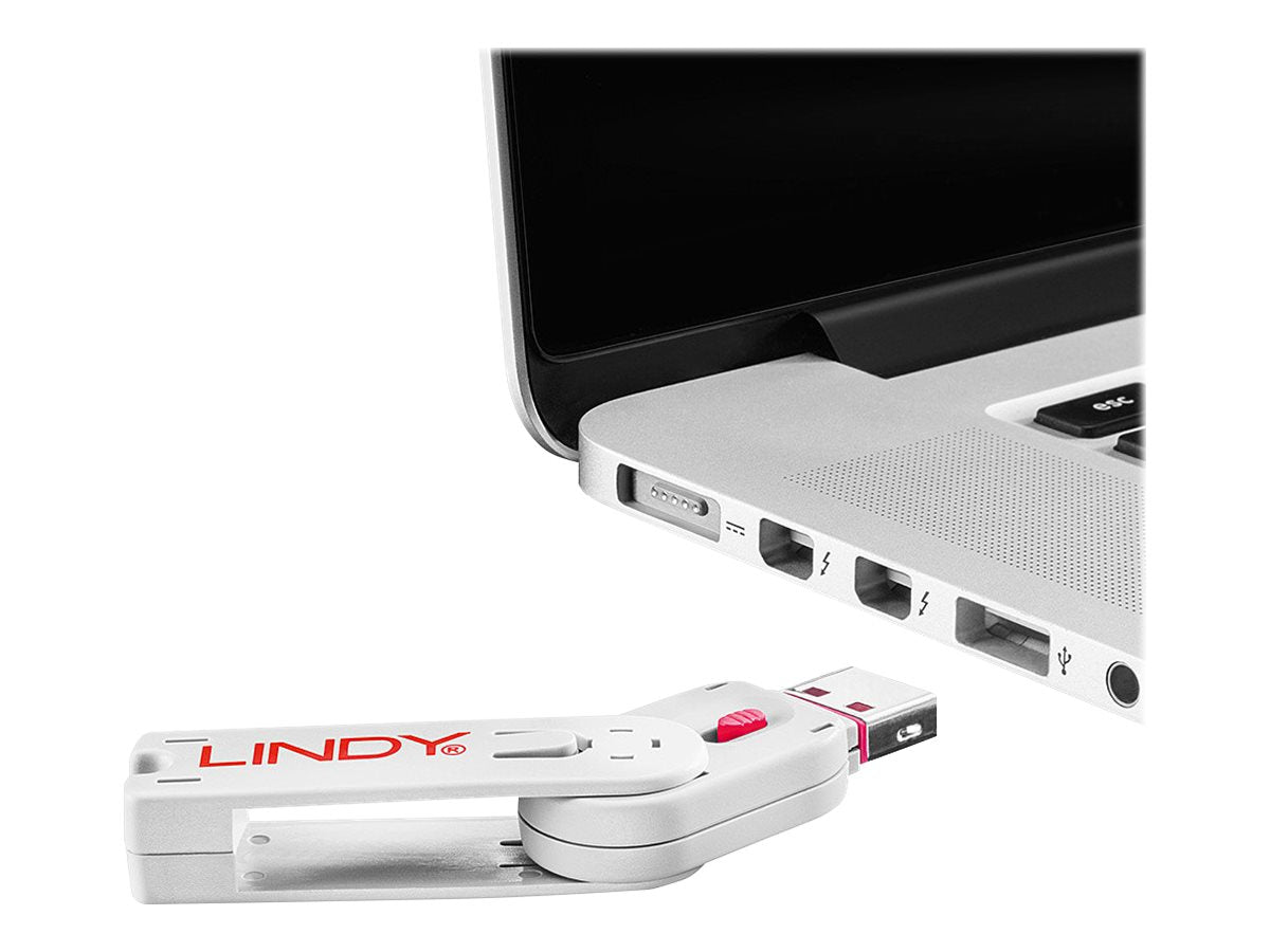 LINDY USB Portschloesser ROT+key Verpackung