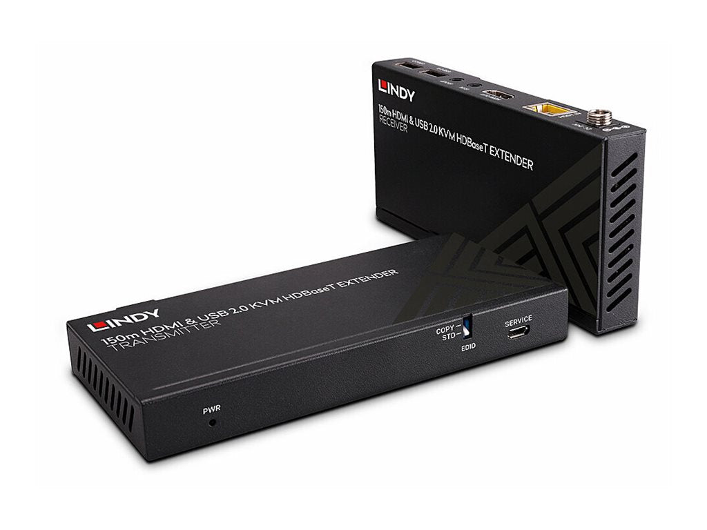 LINDY 150m Cat.6 HDMI 4K60 USB 2.0 HDBaseT KVM Extender Anschlussmöglichkeiten