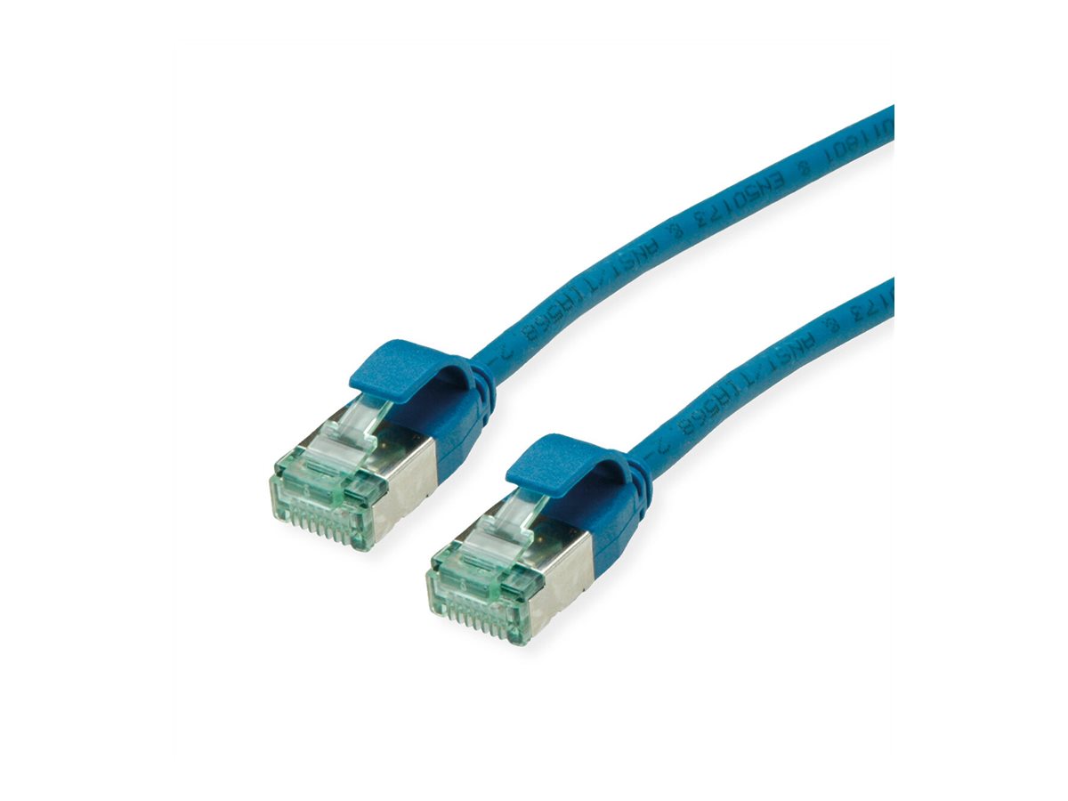 ROLINE RM U/FTP DataCenter Patchkabel Kat.6A Class EA slim blau 0,5m - Vorderansicht