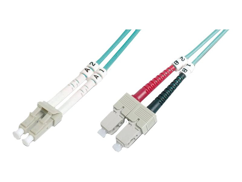 DIGITUS LWL Patchkabel LC/SC 50/125 2m multimode duplex OM4 RAL 4003 - Vorderansicht