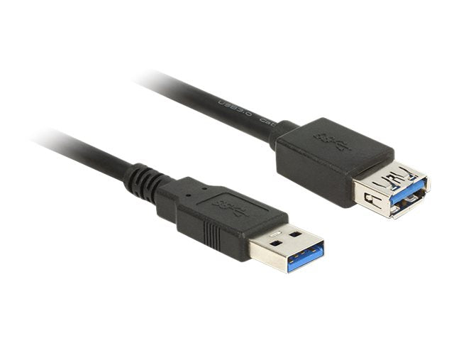 DELOCK Verlängerungskabel USB 3.0 Typ-A Stecker > USB 3.0 Typ-A Buchse 1,0 m schwarz - Vorderansicht