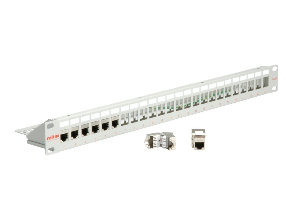 ROLINE 48.26cm 19Zoll-Keystone-Modulträger 24P. geschirmt grau - Verpackung