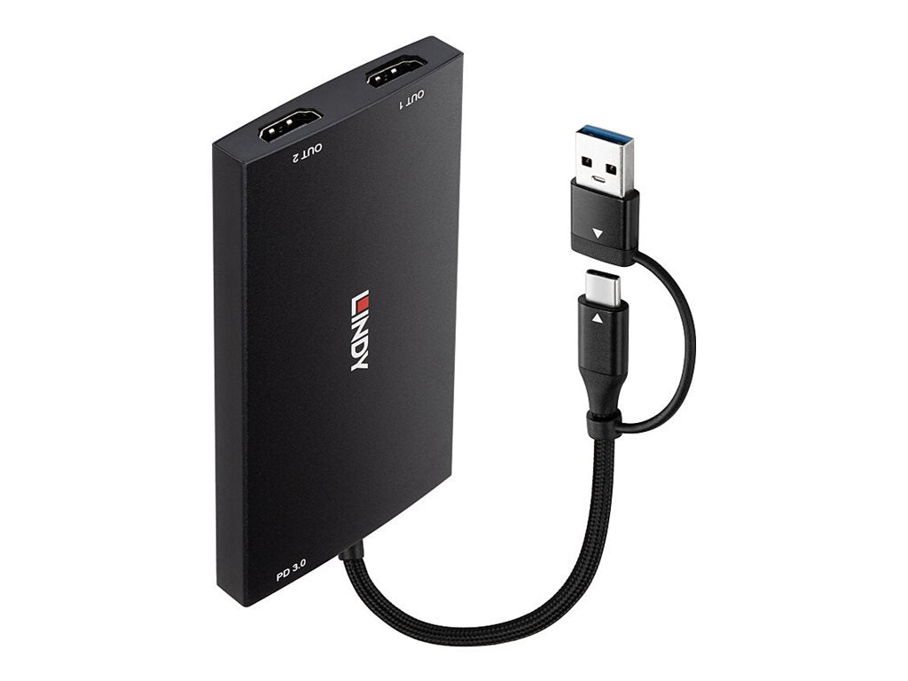 LINDY USB Type A and C to Dual HDMI 4K60 Converter - Detailansicht