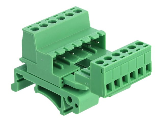 DELOCK Terminalblock Set für Hutschienen 6 Pin - Vorderansicht