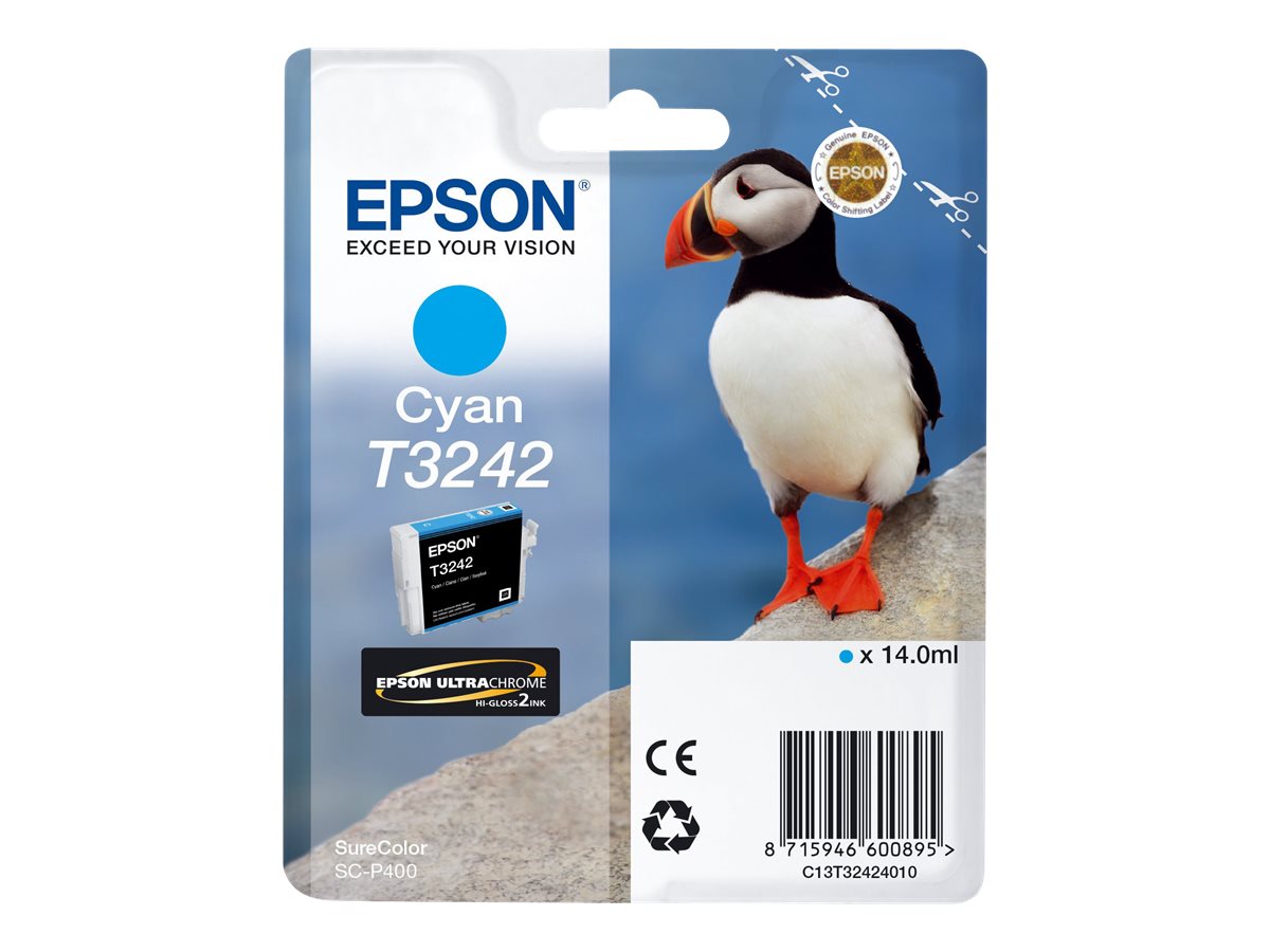 EPSON T3242 Cyan Tintenpatrone Vorderansicht
