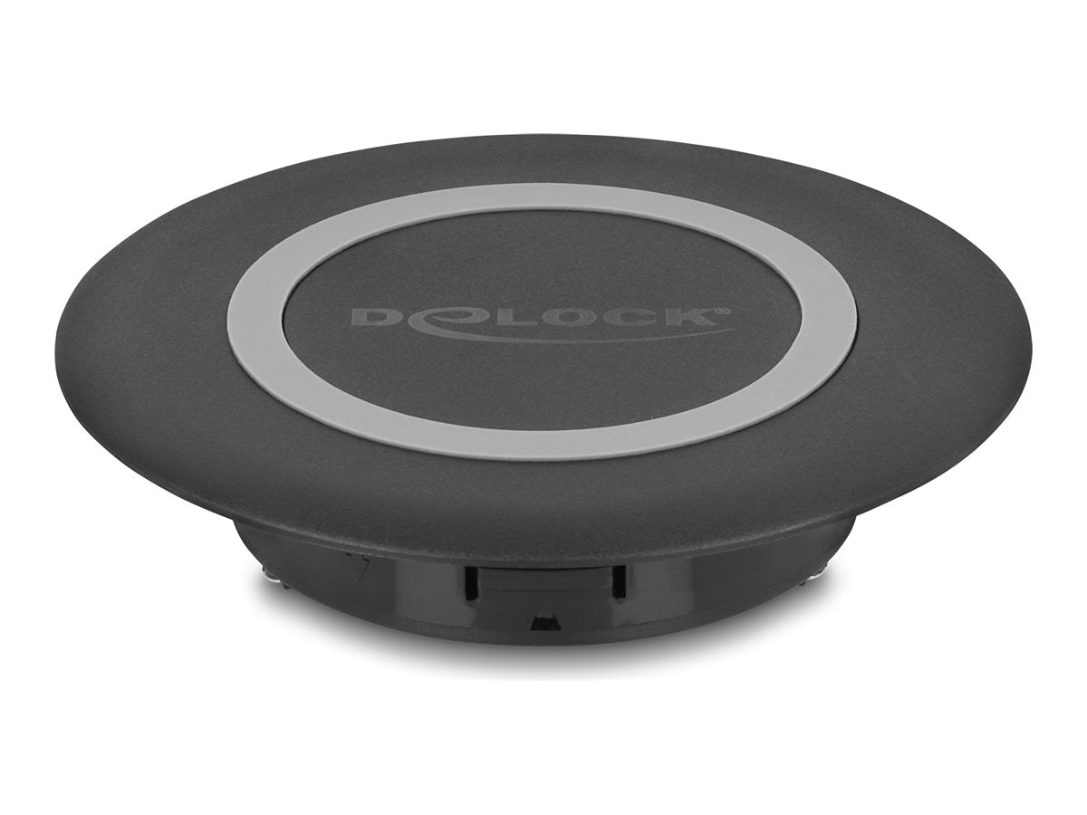 DELOCK Wireless Charger 15 W für Tischeinbau schwarz - Vorderansicht