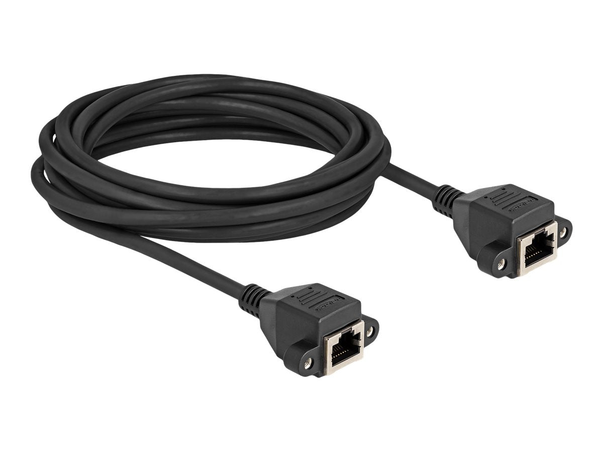 DELOCK RJ50 Verlängerungskabel Buchse zu Buchse S/FTP 5m schwarz - Vorderansicht