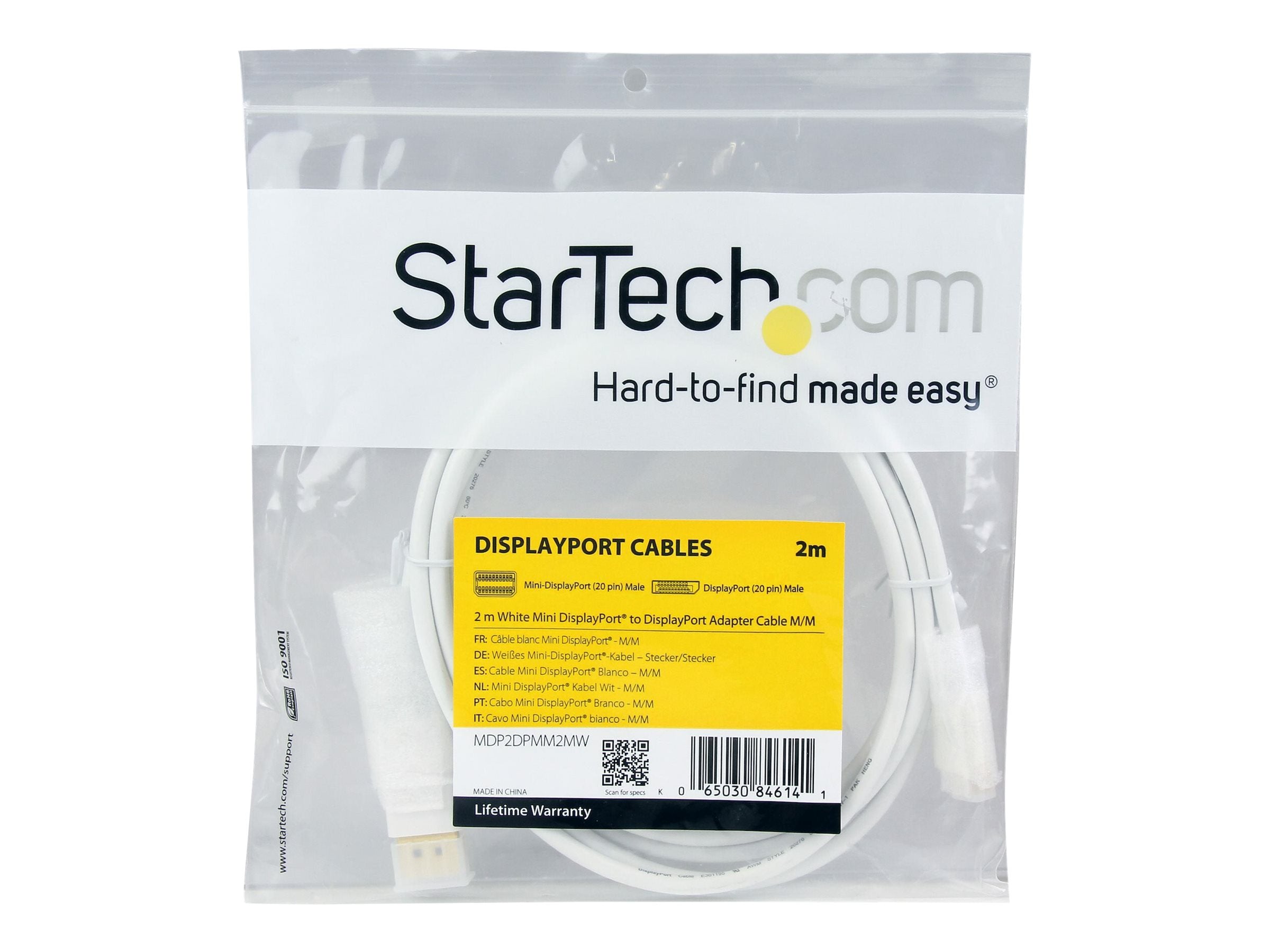 STARTECH.COM 2m Mini DisplayPort zu DisplayPort 1.2 Adapter Kabel Vorderansicht