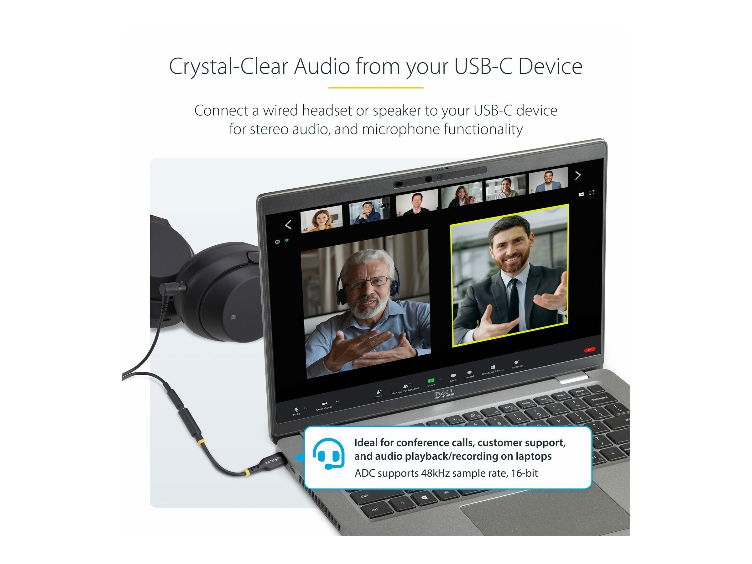 STARTECH.COM USB C Kopfhörer Adapter USB C TRRS Kopfhörer-Headset Audio USB-C auf 3