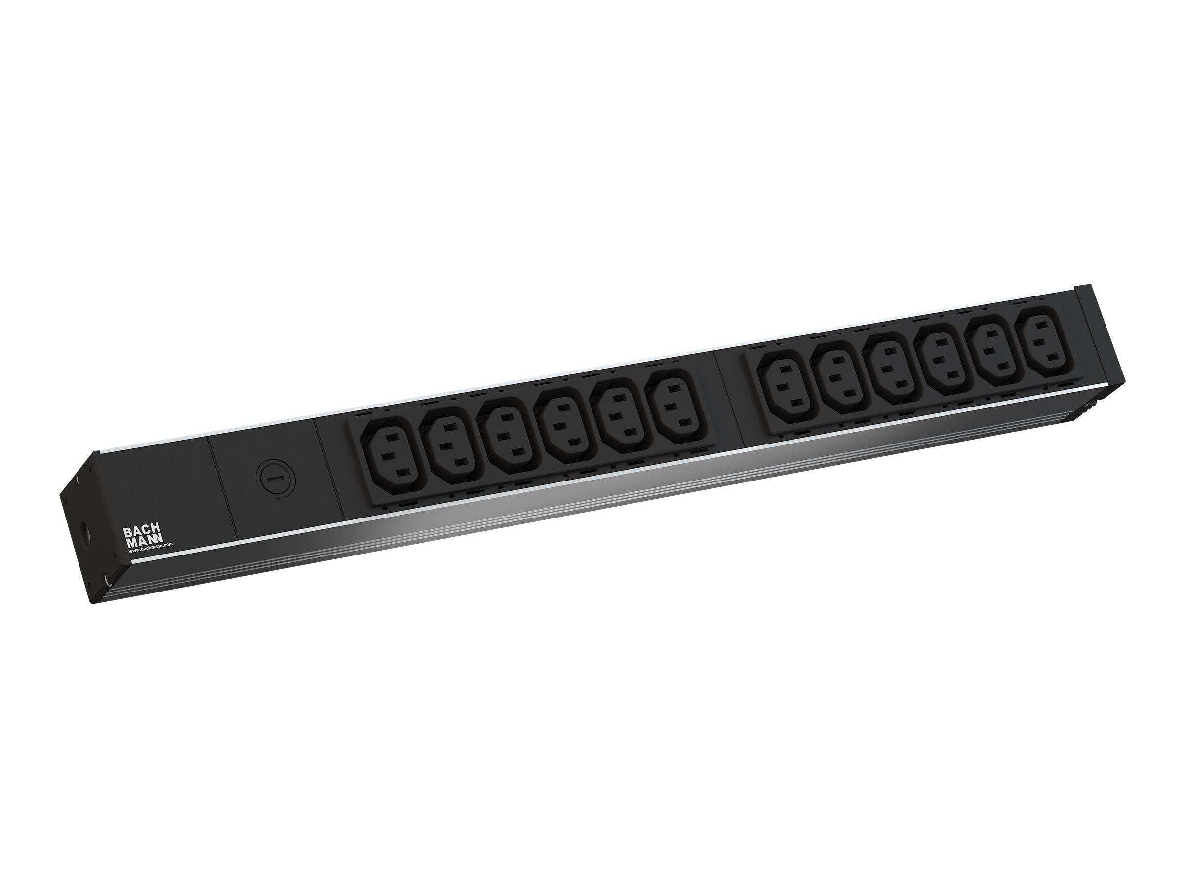 BACHMANN IT PDU ALU 48,28cm 19Zoll 1HE 12 x C13 Buchse - Vorderansicht