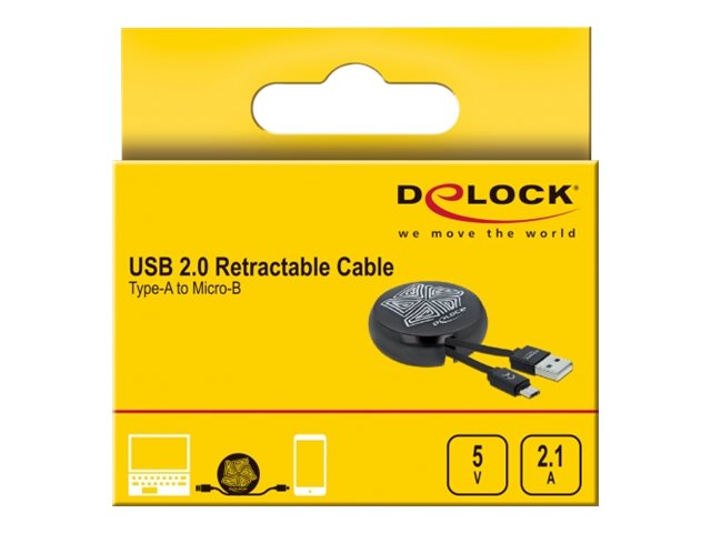 DELOCK USB 2.0 Aufrollkabel Typ-A zu Lightning 8 Pin Vorderansicht