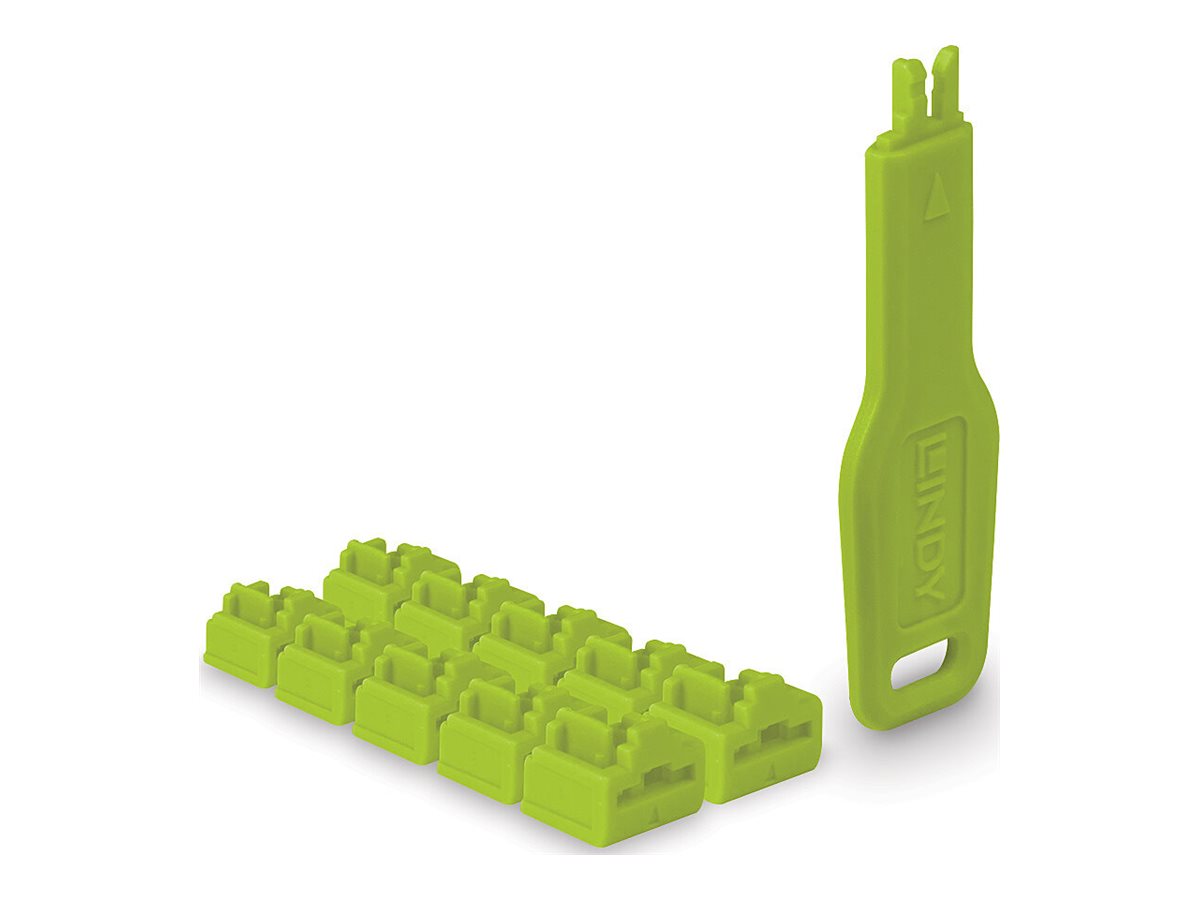 LINDY RJ45 Port Schloss grün Detailansicht