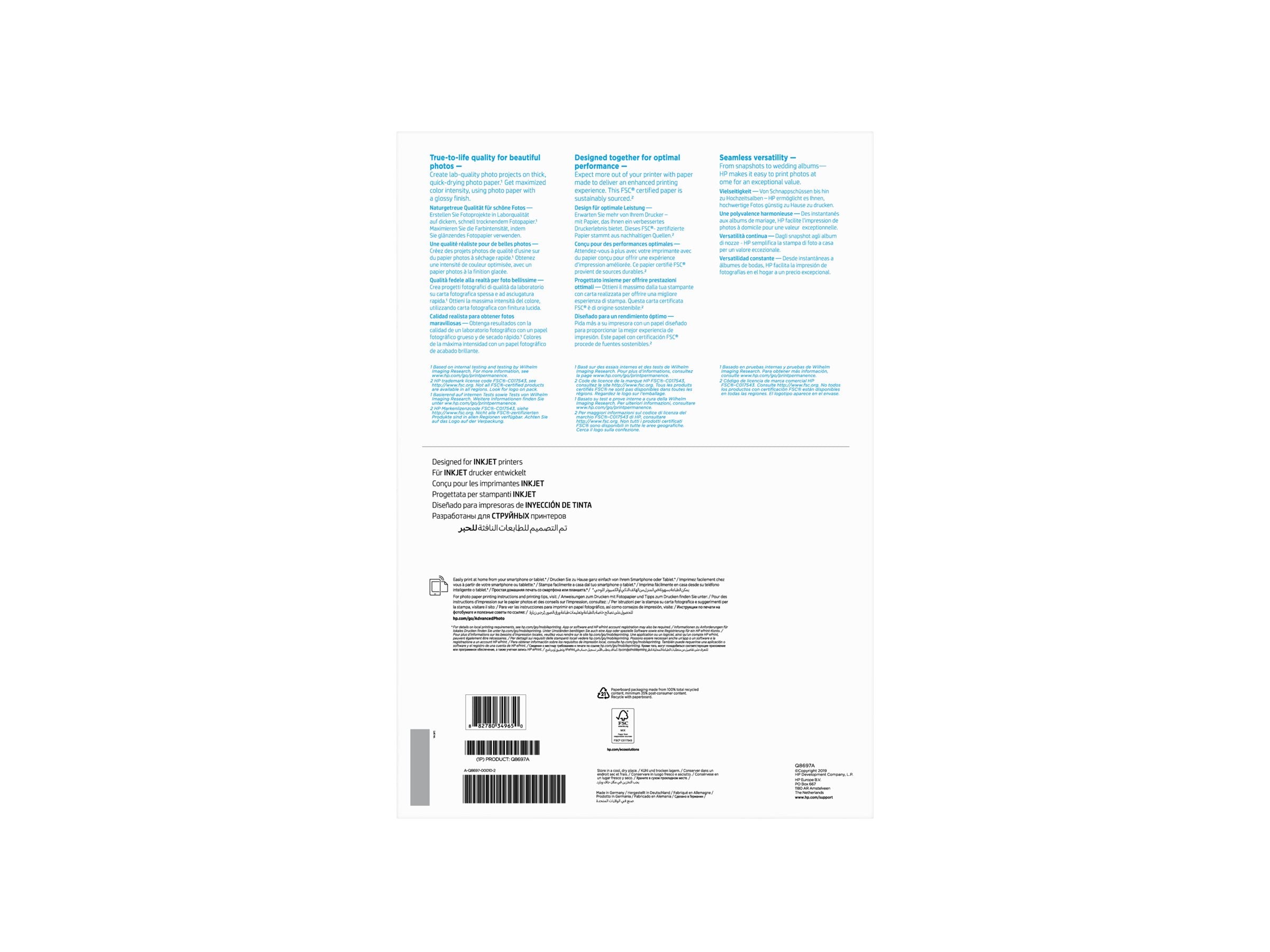HP Advanced glossy photo paper Vorderansicht