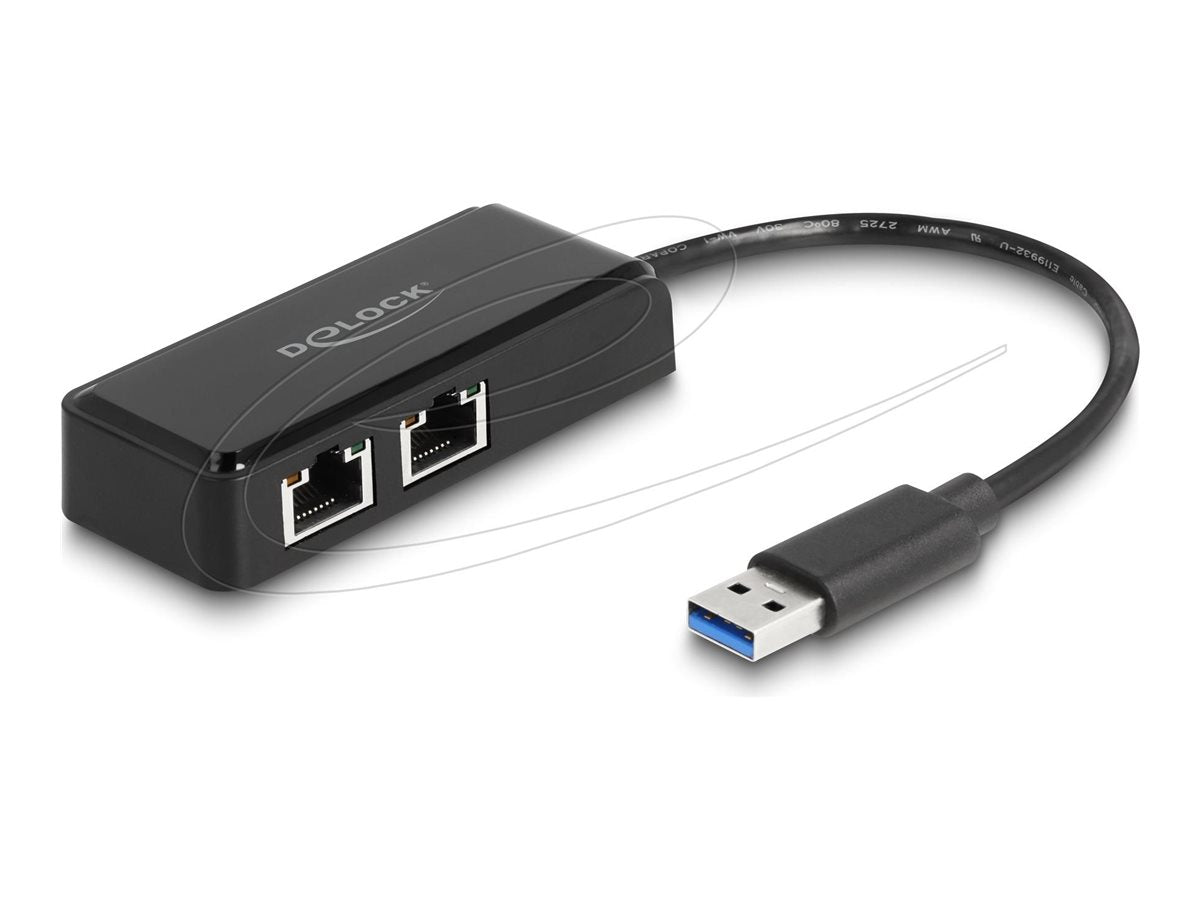DELOCK USB Typ-A Adapter zu 2 x Gigabit LAN - Vorderansicht