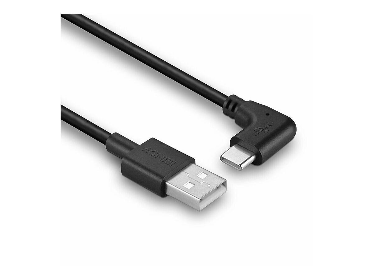 LINDY 1m USB 2.0 Typ A an C Kabel 90 gewinkelt - Vorderansicht