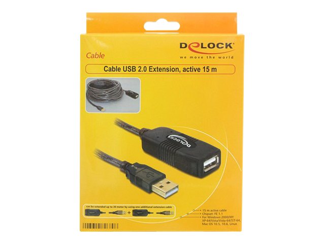 DELOCK Kabel USB 2.0 Verlängerung aktiv 15m Verpackung
