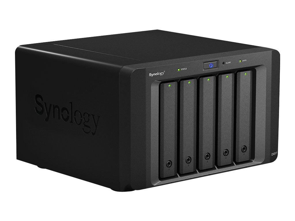 Detailansicht der Anschlüsse des SYNOLOGY DX517 5-Bay HDD-Gehaeuse