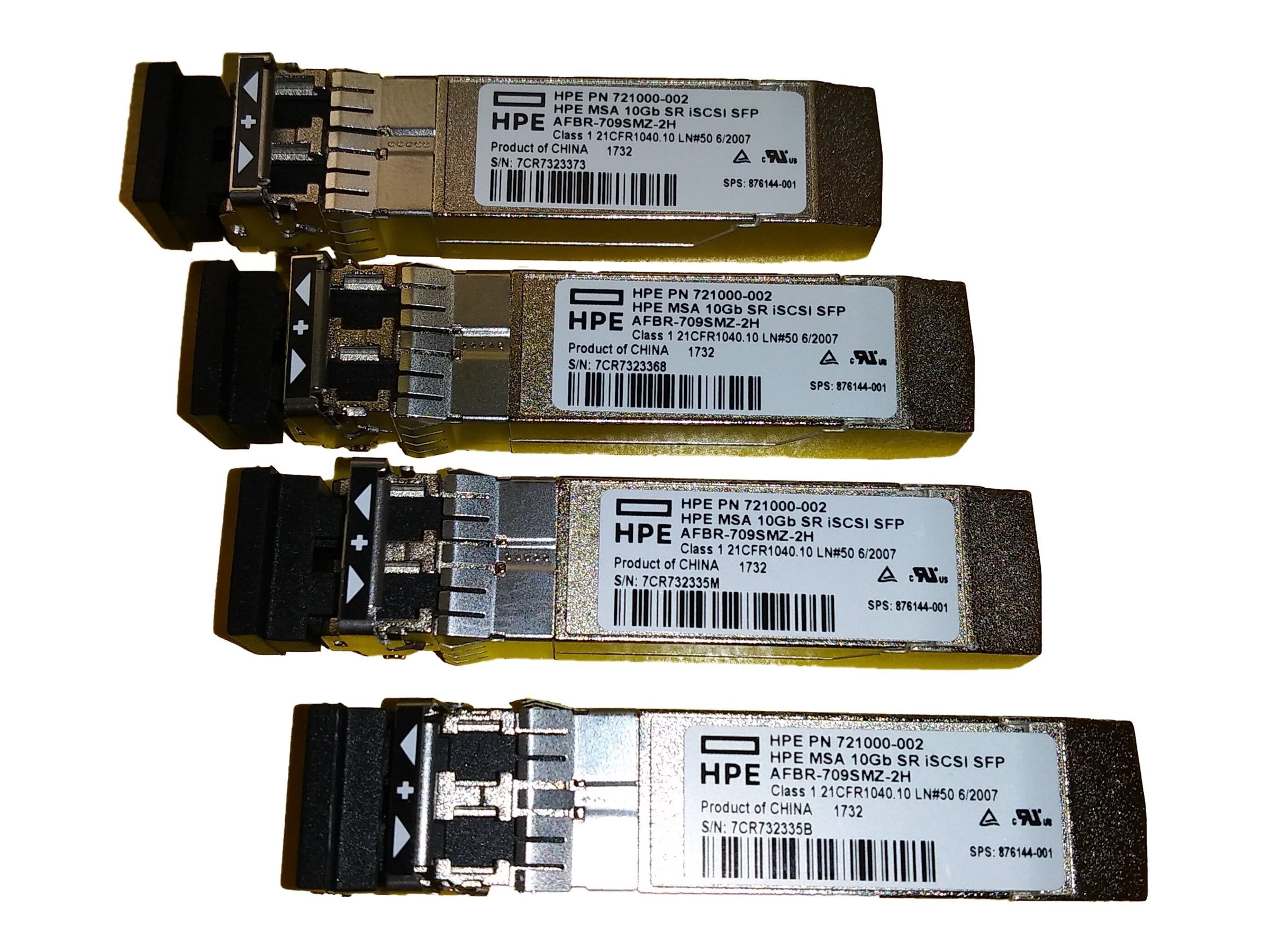 HPE MSA 10Gb SFP+ Short Range 4-pack iSCSI Transceiver Option Bdl