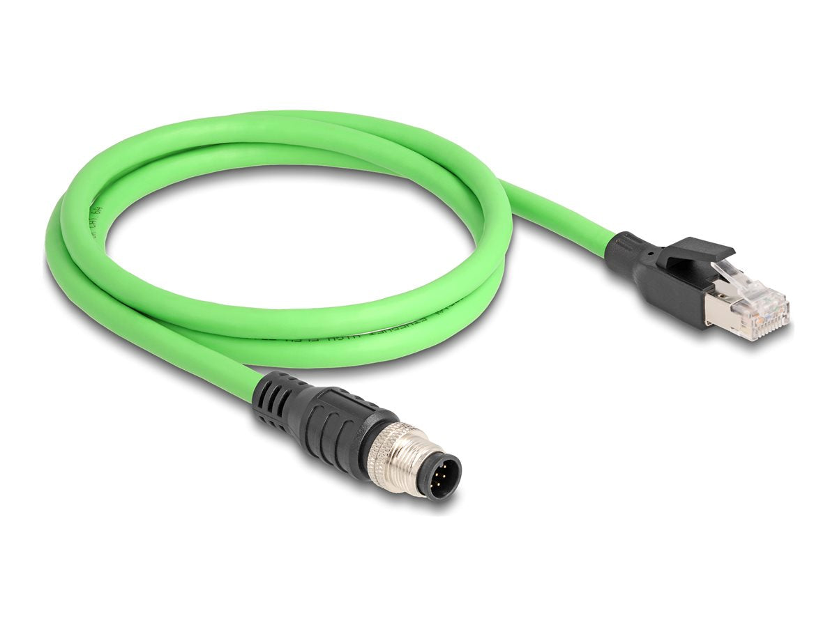 DELOCK M12 Kabel A-kodiert 8 Pin Stecker zu RJ45 Stecker PUR TPU 1m - Vorderansicht