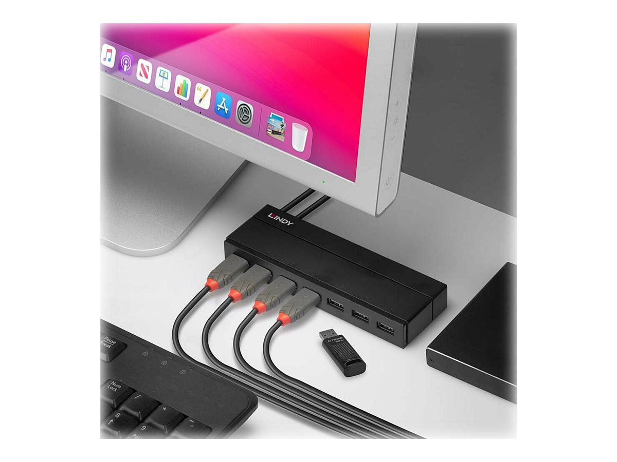 LINDY USB 3.1 Hub 7 Port Rückansicht