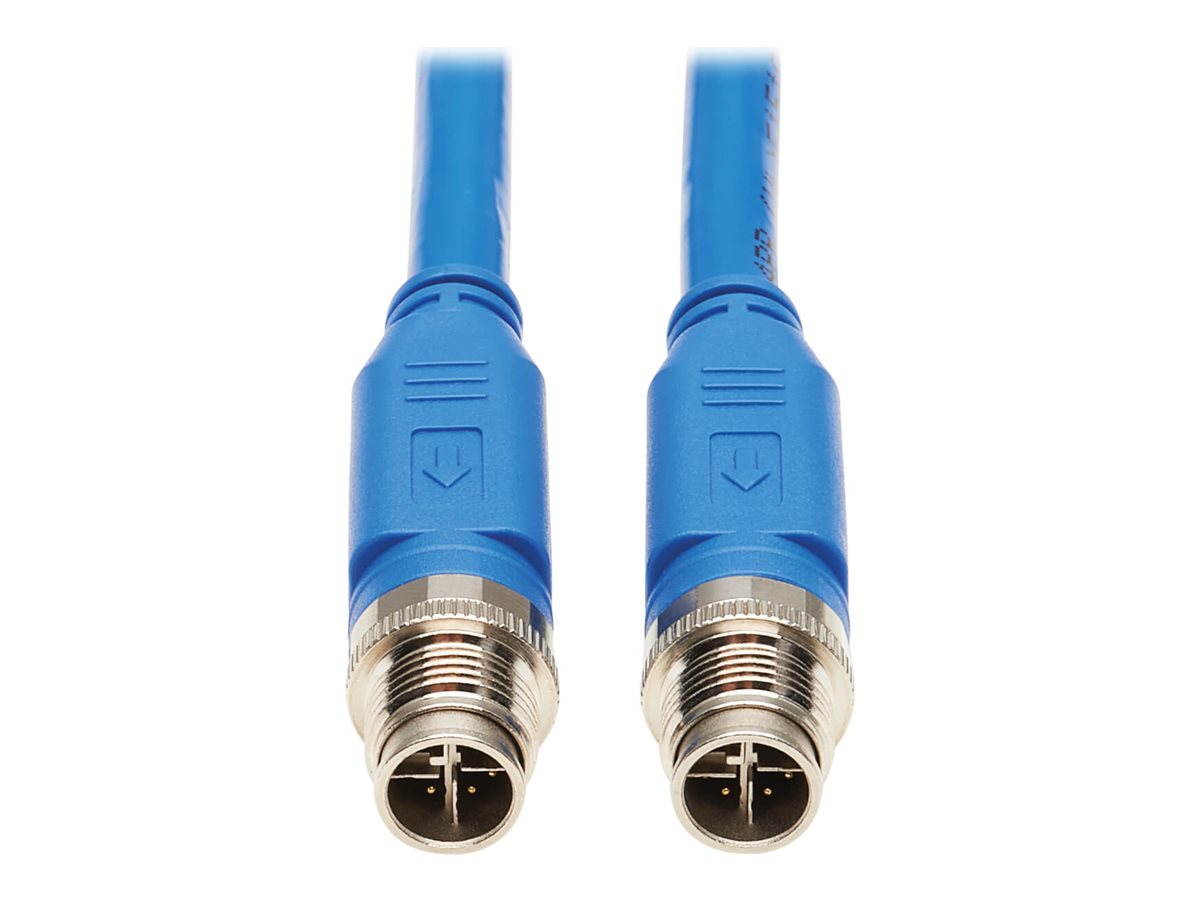 EATON TRIPPLITE M12 X-Code Cat6a 10G F/UTP CMR-LP Shielded Ethernet Cable M/M IP68 PoE Blue 10m 32
