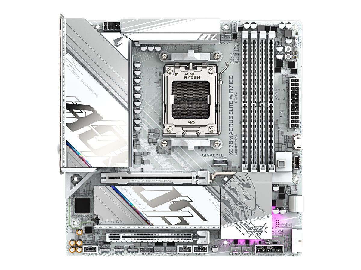 GIGABYTE X870M A ELITE WF7 ICE AM5 Vorderansicht