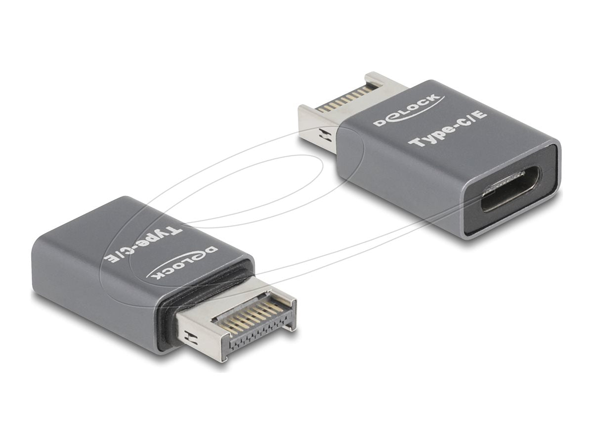 DELOCK Adapter USB 10 Gbps Typ-E Key A Stecker zu USB Type-C Buchse Metall - Vorderansicht