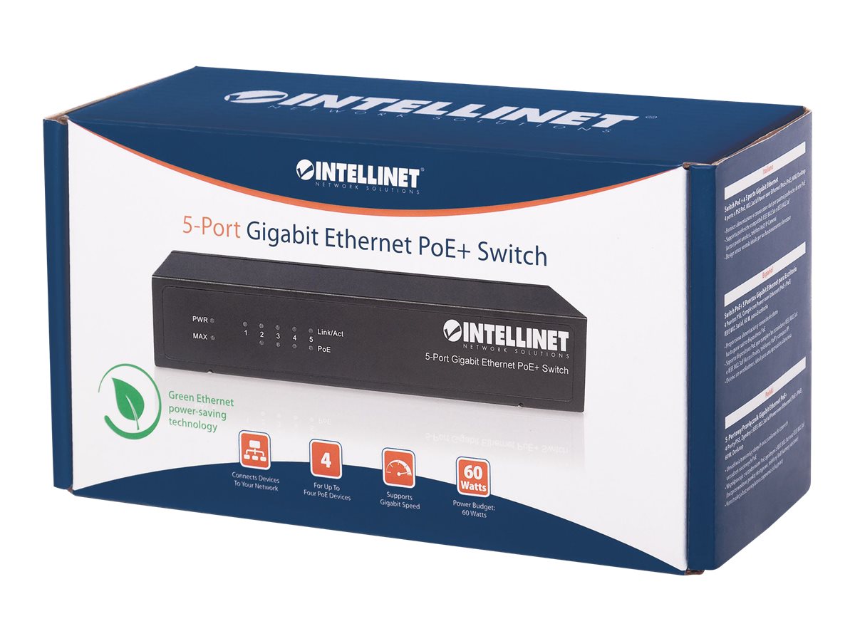 INTELLINET 5-Port Gigabit Ethernet PoE+ Switch Verpackung
