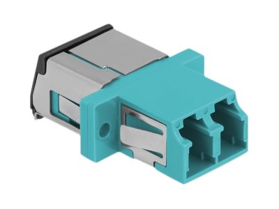 DELOCK LWL Kupplung mit Laserschutzklappe LC Duplex Buchse zu LC Duplex Buchse Multimode aqua