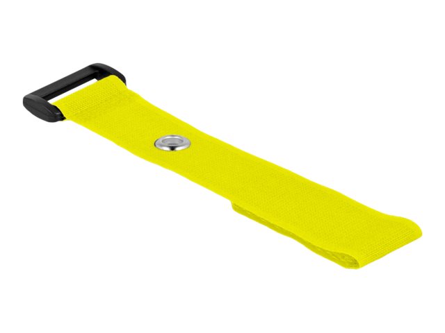 DELOCK Klett-Kabelbinder mit Schlaufe und Befestigungsöse L 190 x B 25mm gelb 5 Stück