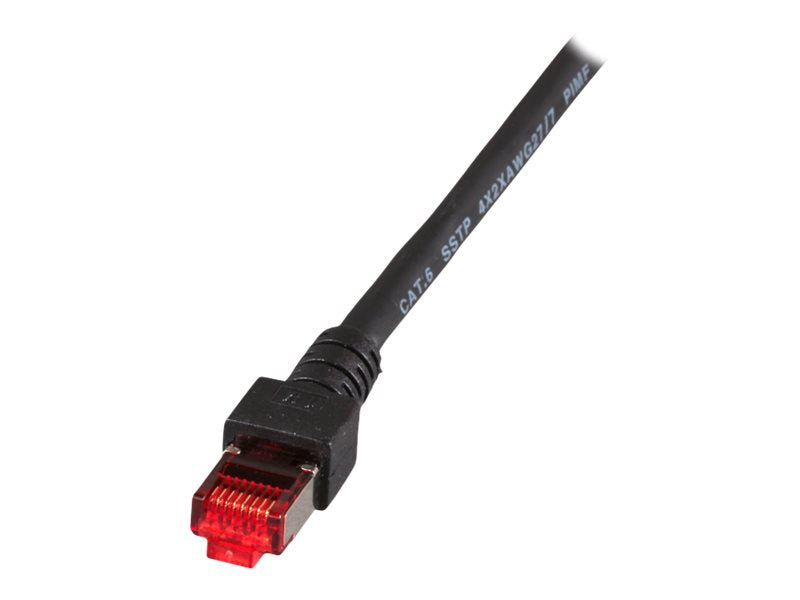 EFB RJ45 Patchkabel S/FTP Cat.6 LSZH 50m SCHWARZ reines Kupfer Laengenaufdruck auf Knickschutztuelle patentiert