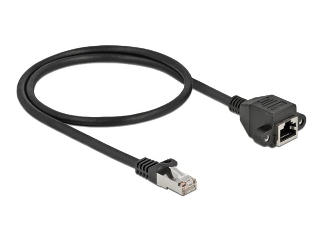DELOCK Netzwerk Verlängerungskabel S/FTP RJ45 Stecker zu RJ45 Buchse Cat.6A 50cm schwarz - Verpackung
