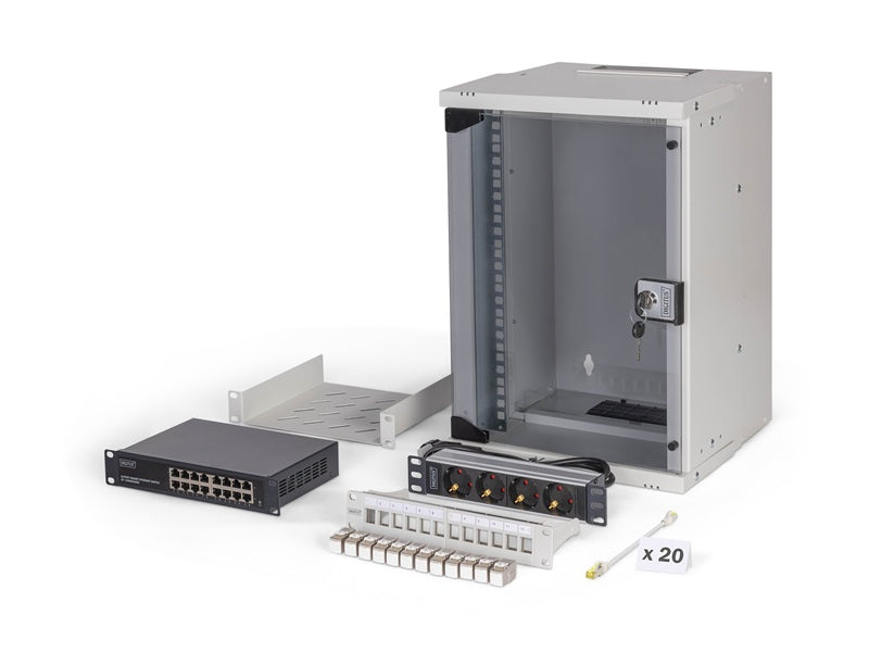 DIGITUS 25,4cm 10Zoll Netzwerk-Set 9HE Wandgehäuse Verpackung