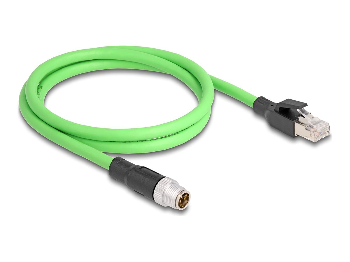 DELOCK M12 Kabel X-kodiert 8 Pin Stecker zu RJ45 Stecker PUR TPU 1m - Vorderansicht